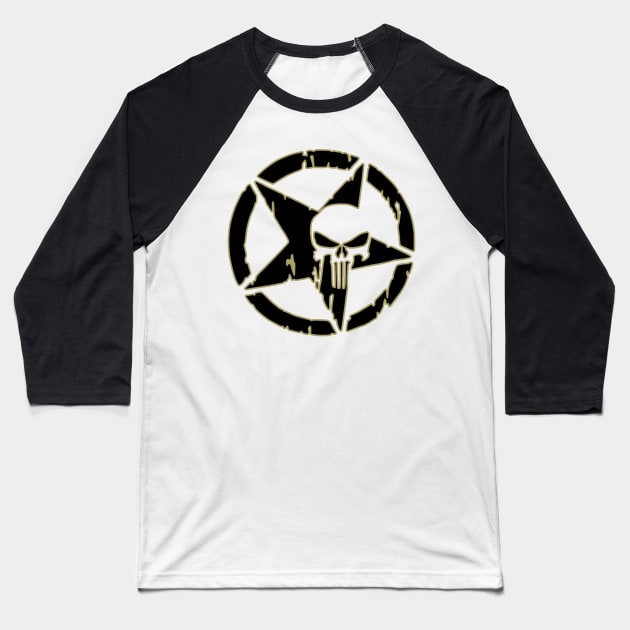 Tactical Skull Star Baseball T-Shirt by  The best hard hat stickers 